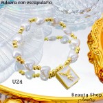 #uz pulsera perla con dije scapulario #uz pulsera perla con dije scapulario