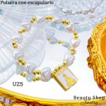 #uz pulsera perla con dije scapulario #uz pulsera perla con dije scapulario