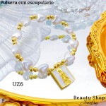 #uz pulsera perla con dije scapulario #uz pulsera perla con dije scapulario