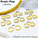 #R Argolla piedras blanco (&5) precio Neto 
