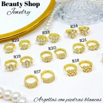 #R Argolla piedras blanco (&5) precio Neto 