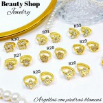 #R Argolla piedras blanco (&5) precio Neto 