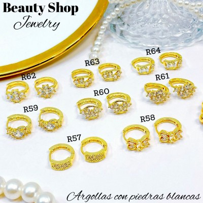 #R Argolla piedras blanco (&5) precio Neto 