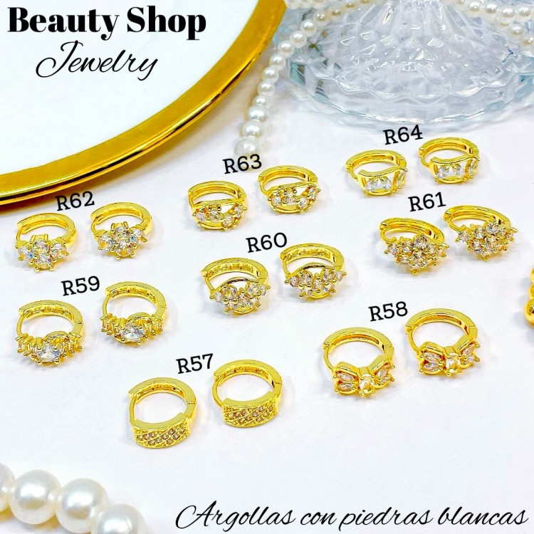 #R Argolla piedras blanco (&5) precio Neto 