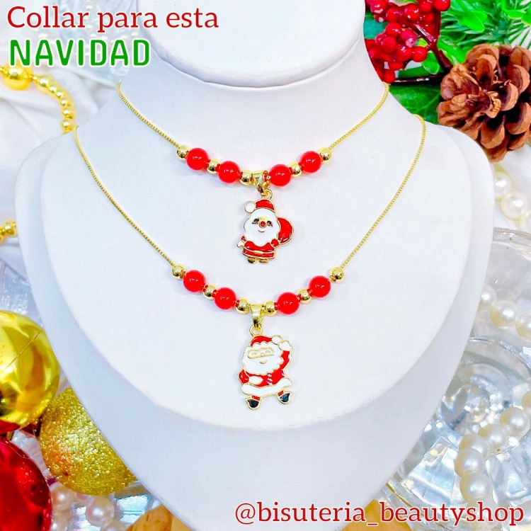cadena Navideños con perla rojo