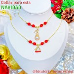 cadena Navideños con perla rojo