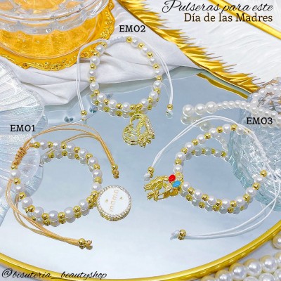 #1 pulsera perla con dije dia de las madres (1.54*)