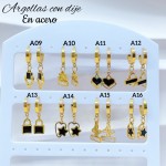 #A Zarcillo con dije color acero inoxidable 5& (0.85*)
