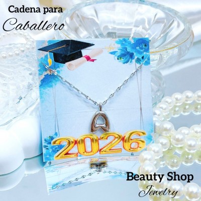 #00 cadena de letra platiado graduacion