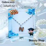 #00 cadena de letra platiado graduacion