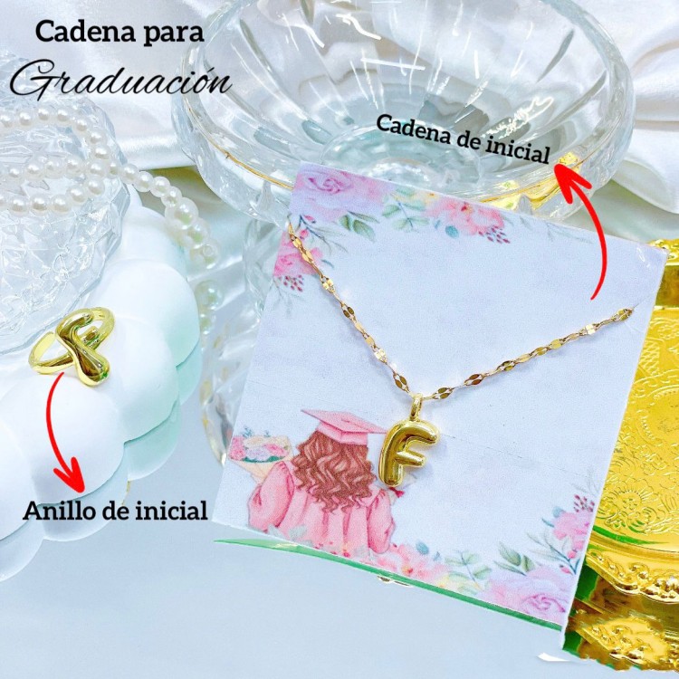 #00 juego graduacion cadena+anillo de letra