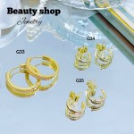 #G Zarcillos lujo piedras gold field 18k（9.5&) (1.75*)