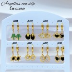 #A Zarcillo con dije color acero inoxidable 5& (0.85*)