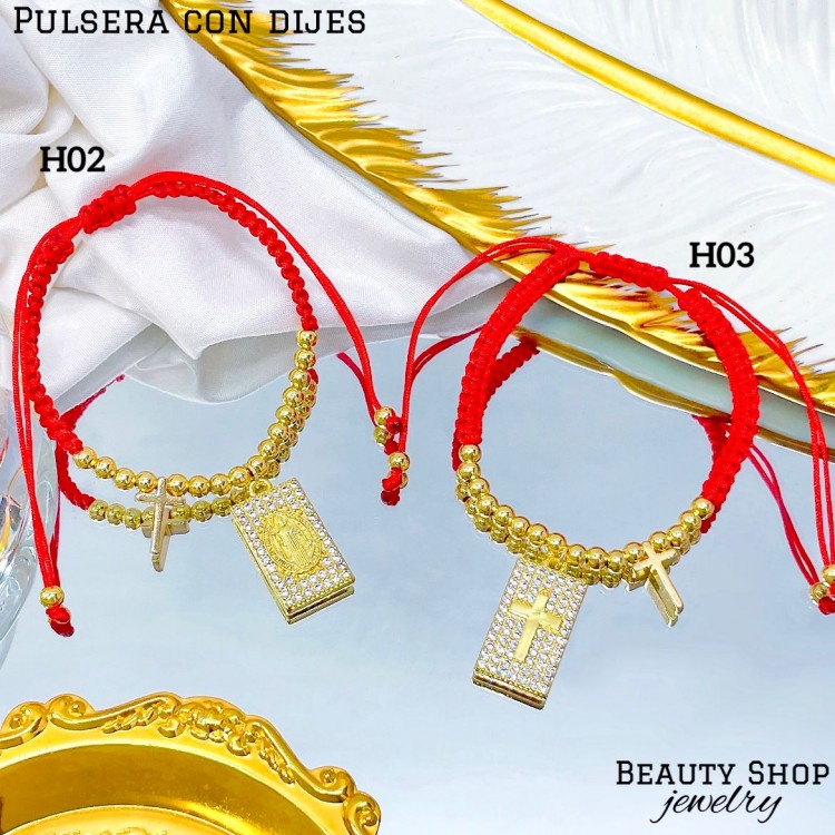 pulsera hilo rojo con dije (1.75*)