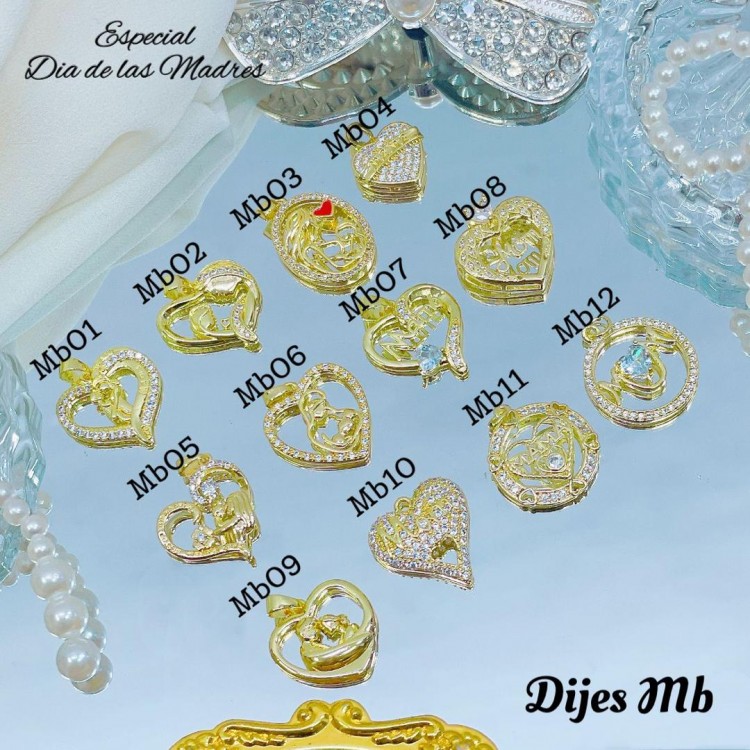 #018#Cadena con dije dia de madre oro chino （Solo dije1.5$）(8.5&) (1.54*)
