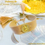 pulsera tela con dije de divina pastora