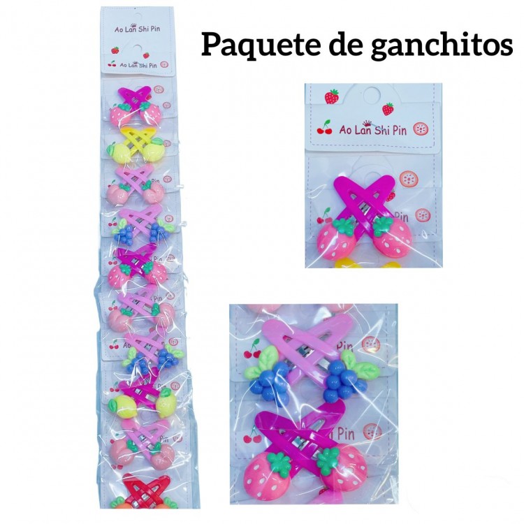paquete gancho de nina hay de 5-6-10 pares sales todos igual precios(clip foto entre ver mas modelos) 24&