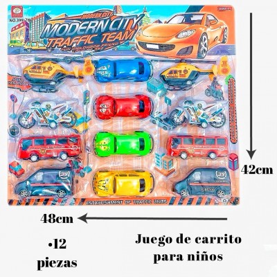 juguete de carrito y avion 12 pieza