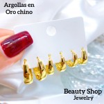 set argollas oro chino 15.5&