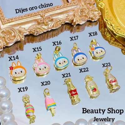 #X cadena con dije oro chino 18 k (con cadena sencilla12.50&con cadena ajustable14&
