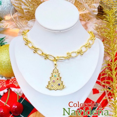 #2 cadena navidad elegante oro chino