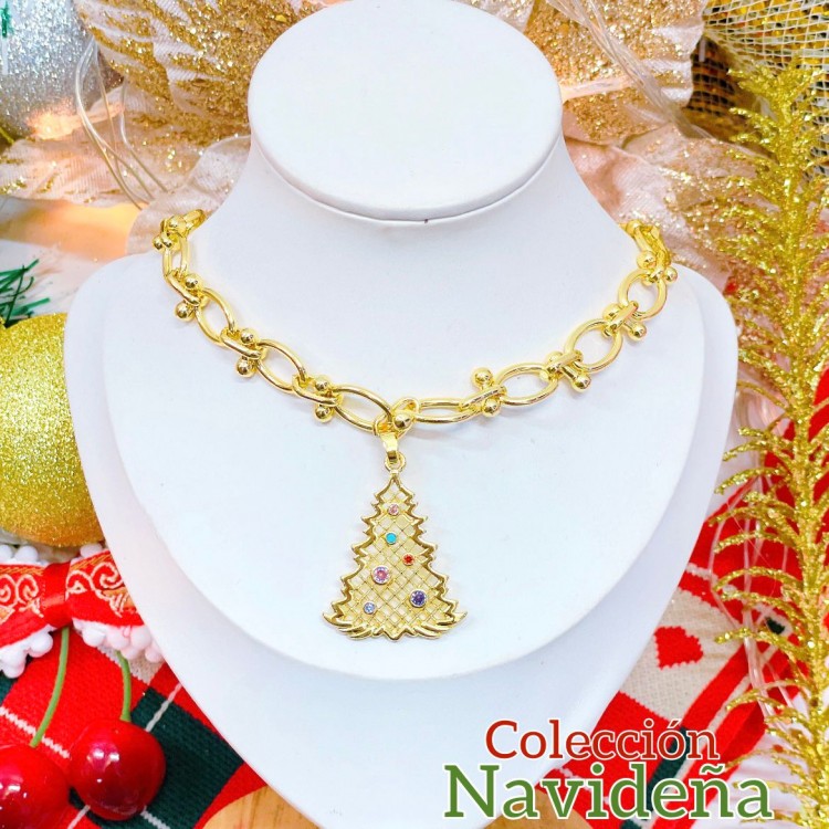 #2 cadena navidad elegante oro chino