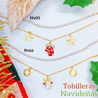 #2 tobillera navidad con perla