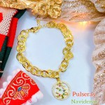 #2 pulsera eslabon con dije navidad oro chino