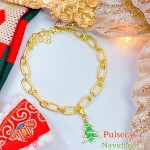 #2 pulsera eslabon con dije navidad oro chino