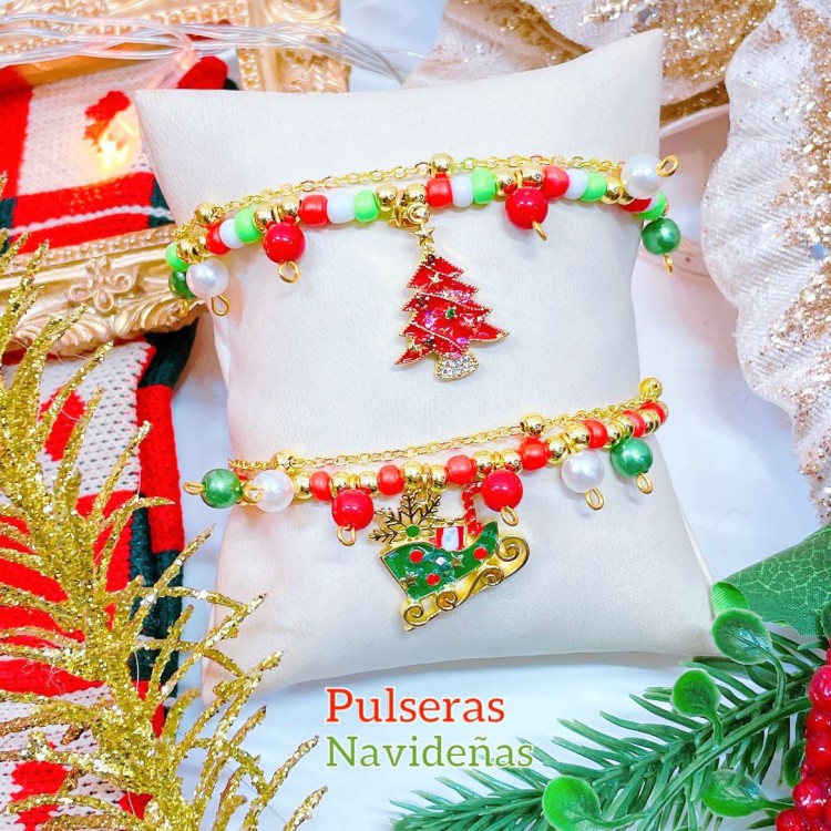 #3 pulsera navidad oro chino