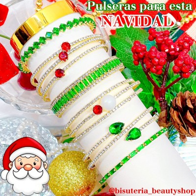 #4 Pulsera Navideños con pedreria elegante