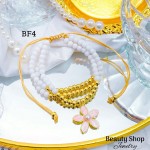 #Bf pulsera triple con dije de flor 14& #Bf pulsera triple con dije de flor 14&