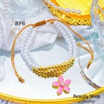 #Bf pulsera triple con dije de flor 14& #Bf pulsera triple con dije de flor 14&
