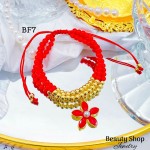 #Bf pulsera triple con dije de flor 14& #Bf pulsera triple con dije de flor 14&