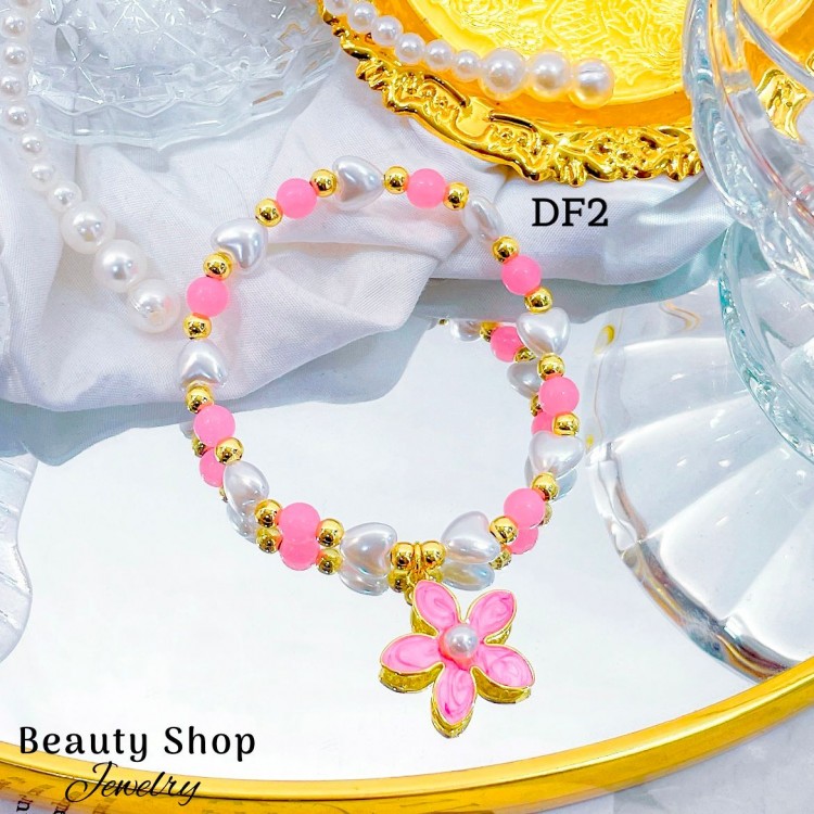 #Df pulsera perla con dije de flor #Df pulsera perla con dije de flor