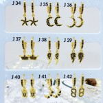 #j Zarcillos piedras lagar lujos baño oro18k   （14 modelo) (&8.5）