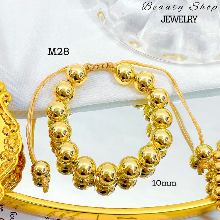 pulsera de balin ajustable oro chino 8mm (&12）