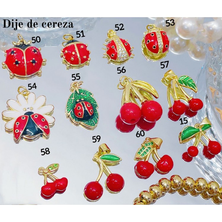 cadena con dije cereza con cadena ajustable solo dije 1.5$ (con cadena sencilla 9&）