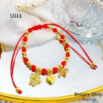 #uh pulsera balin colores con tres dije oro chino #uh pulsera balin colores con tres dije oro chino