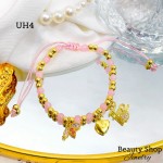 #uh pulsera balin colores con tres dije oro chino #uh pulsera balin colores con tres dije oro chino