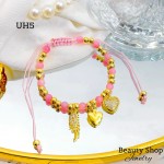 #uh pulsera balin colores con tres dije oro chino #uh pulsera balin colores con tres dije oro chino