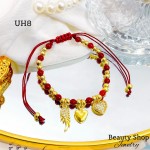 #uh pulsera balin colores con tres dije oro chino #uh pulsera balin colores con tres dije oro chino
