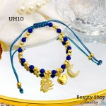 #uh pulsera balin colores con tres dije oro chino #uh pulsera balin colores con tres dije oro chino