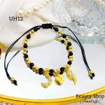 #uh pulsera balin colores con tres dije oro chino #uh pulsera balin colores con tres dije oro chino