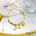 #uh pulsera balin colores con tres dije oro chino #uh pulsera balin colores con tres dije oro chino