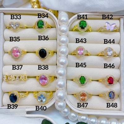 #B Anillos lujo ajustable Baño oro 18k  （&10）