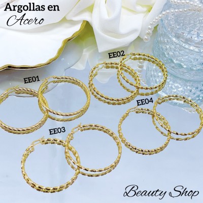 #EE Argolla entorchada grande acero & (&3.6）(0.7*)