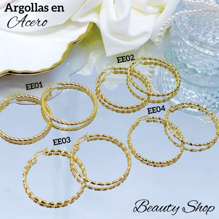 #EE Argolla entorchada grande acero & (&3）(0.45*)