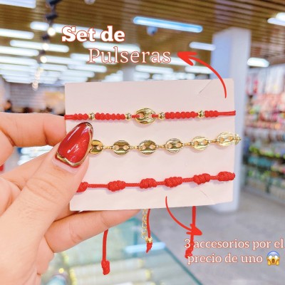 Set de pulseras hilo rojo 
