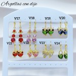 #V Zarcillos larga color circón  oro chino ((&5.5)